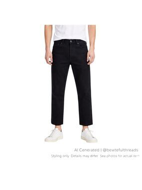 UNIQLO UJ Black Cropped Straight Jeans 34x26 Minimalist